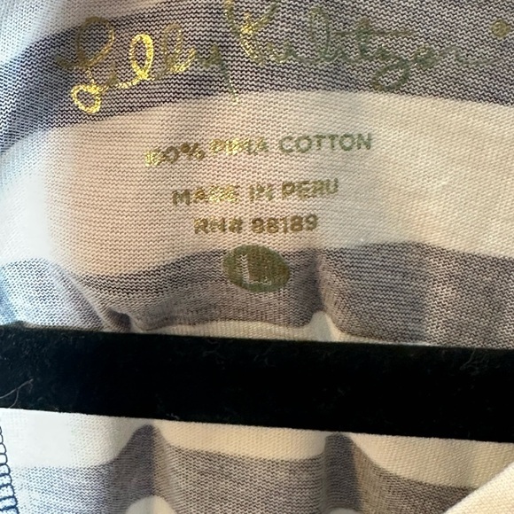 Lilly Pulitzer Linden Blue and White Striped Roll Sleeve Dress Size Large Cotton - Picture 4 of 6